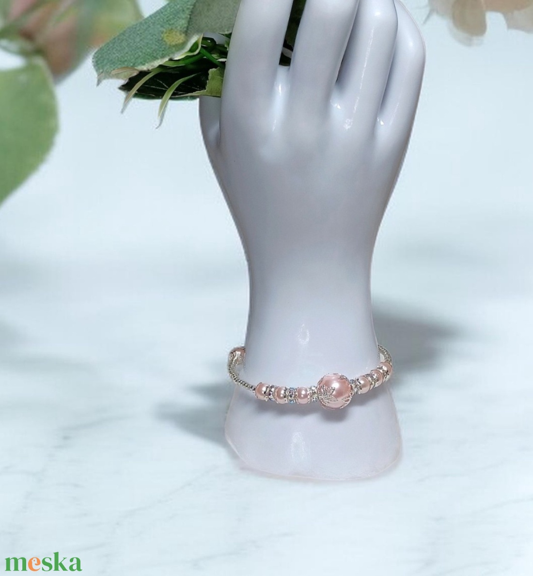 Gyöngy  karkötő díszdobozban személyes üzenettel - ékszer - karkötő - memóriadrótos karkötő - Meska.hu