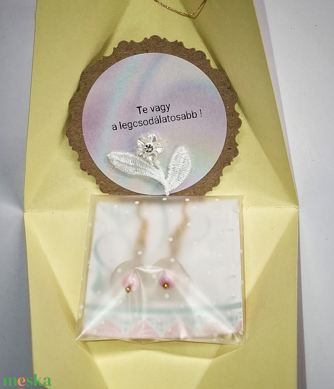 Fülbevaló díszdobozban személyes üzenettel - ékszer - fülbevaló - lógó fülbevaló - Meska.hu