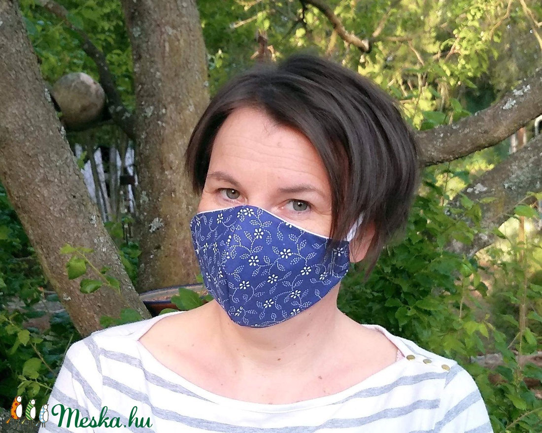 Szűrőbetétes maszk, NŐI arcmaszk, maszk, kékfestő -  - Meska.hu