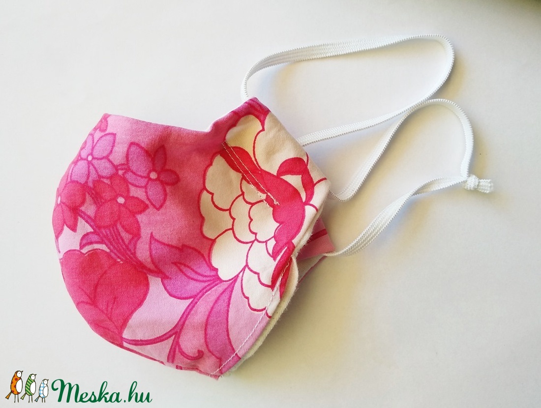 Szűrőbetétes maszk, pink indás -  - Meska.hu