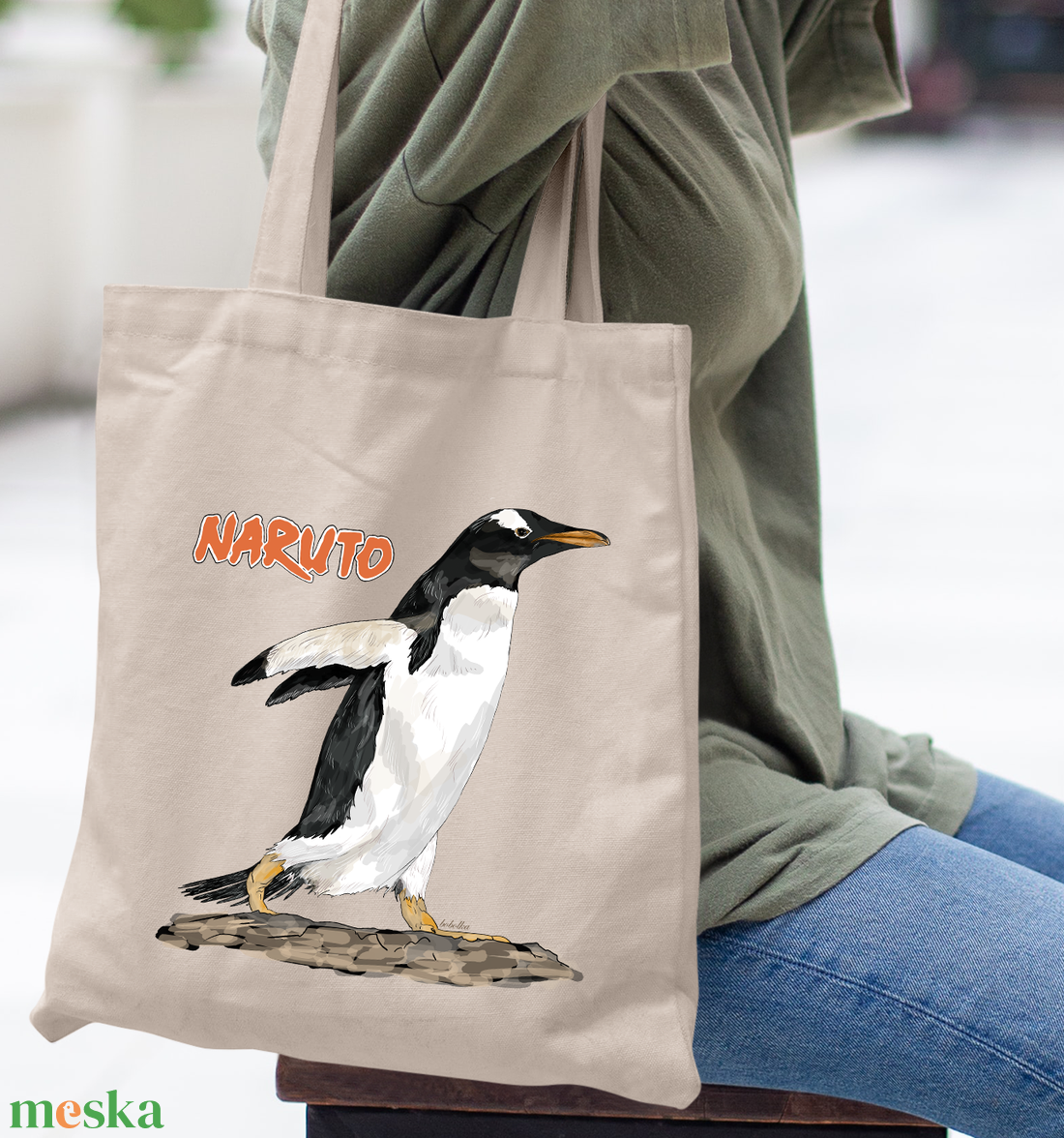 Vászontáska Naruto pingvin grafikával - táska & tok - bevásárlás & shopper táska - shopper, textiltáska, szatyor - Meska.hu Vászontáska Naruto pingvin grafikával - táska & tok - bevásárlás & shopper táska - shopper, textiltáska, szatyor - Meska.hu