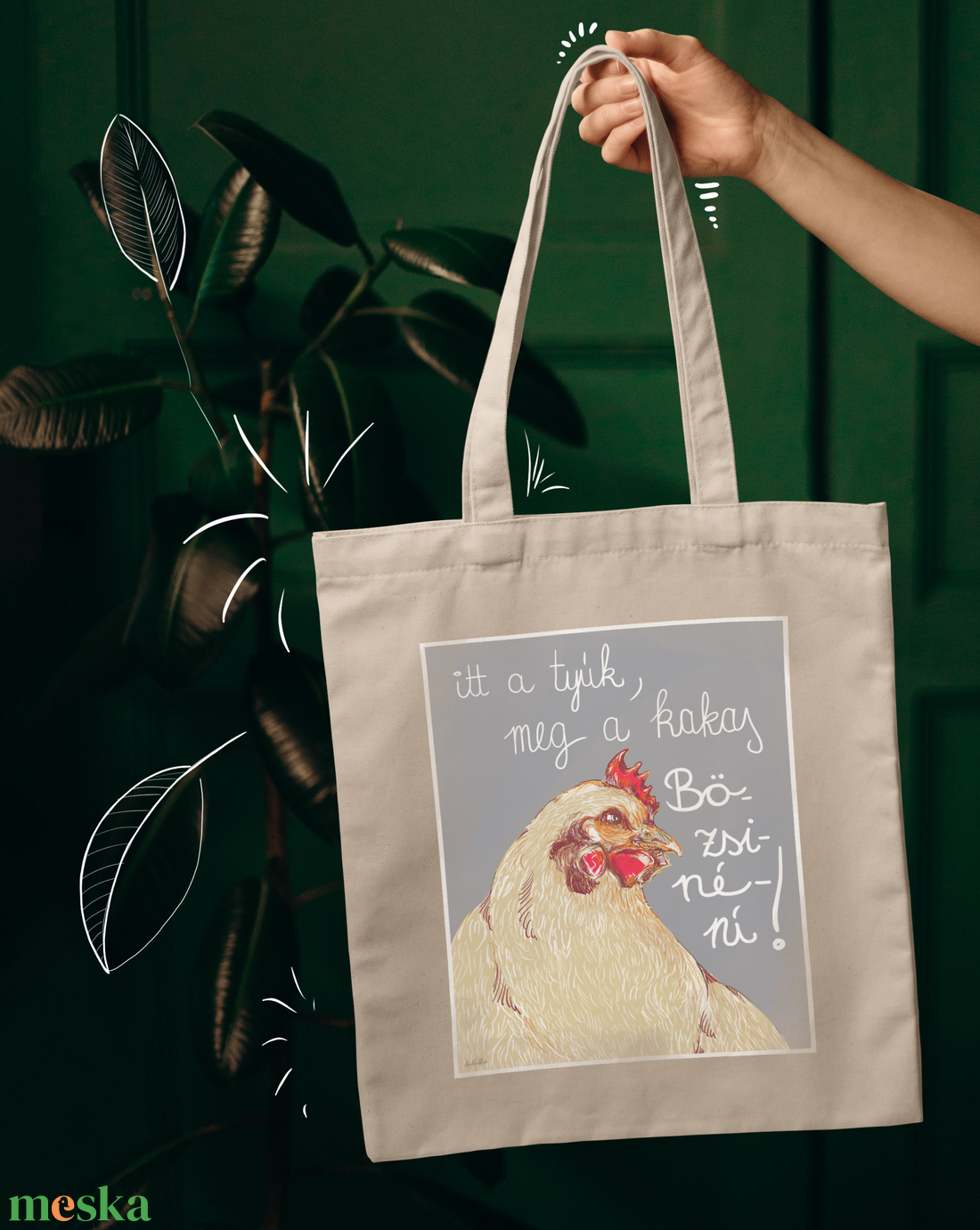 Pamut vászontáska egyedi Bözsinénis grafikával - táska & tok - bevásárlás & shopper táska - shopper, textiltáska, szatyor - Meska.hu