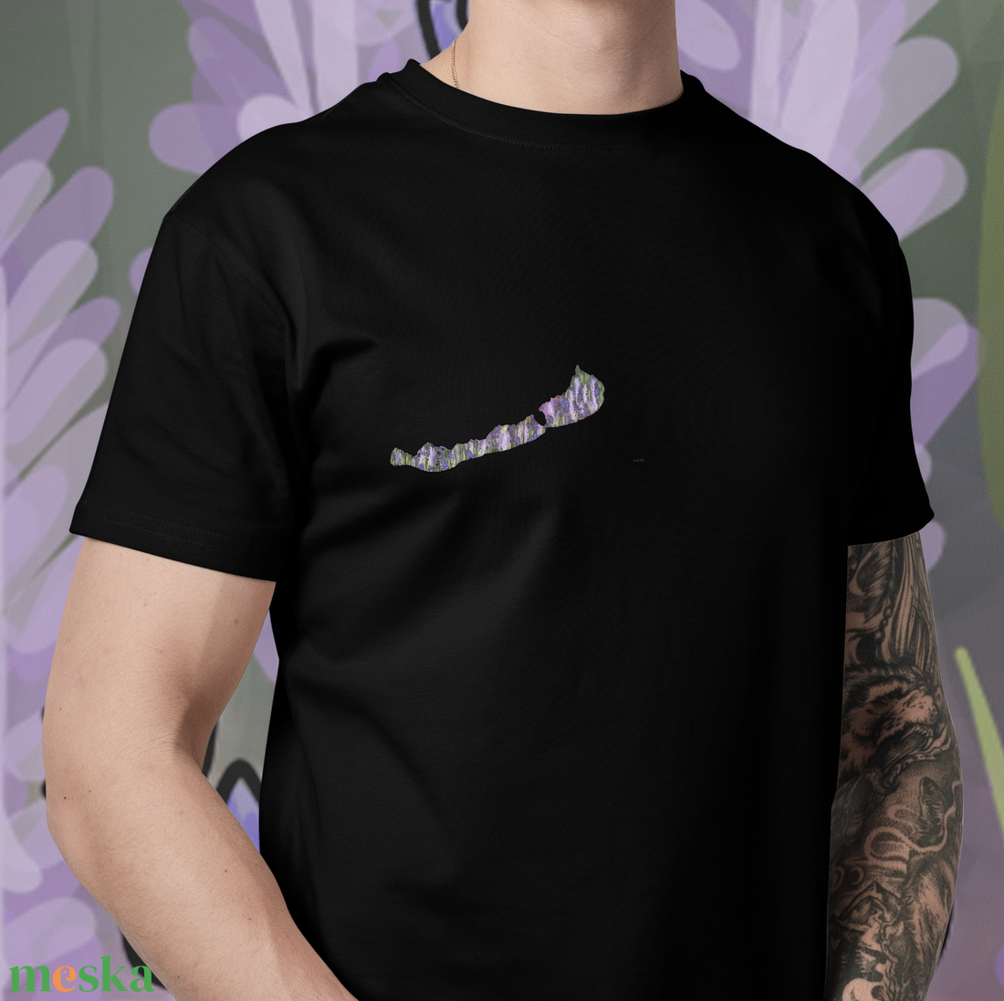 Levendulás Balaton mintás póló - ruha & divat - férfi ruha - póló - Meska.hu