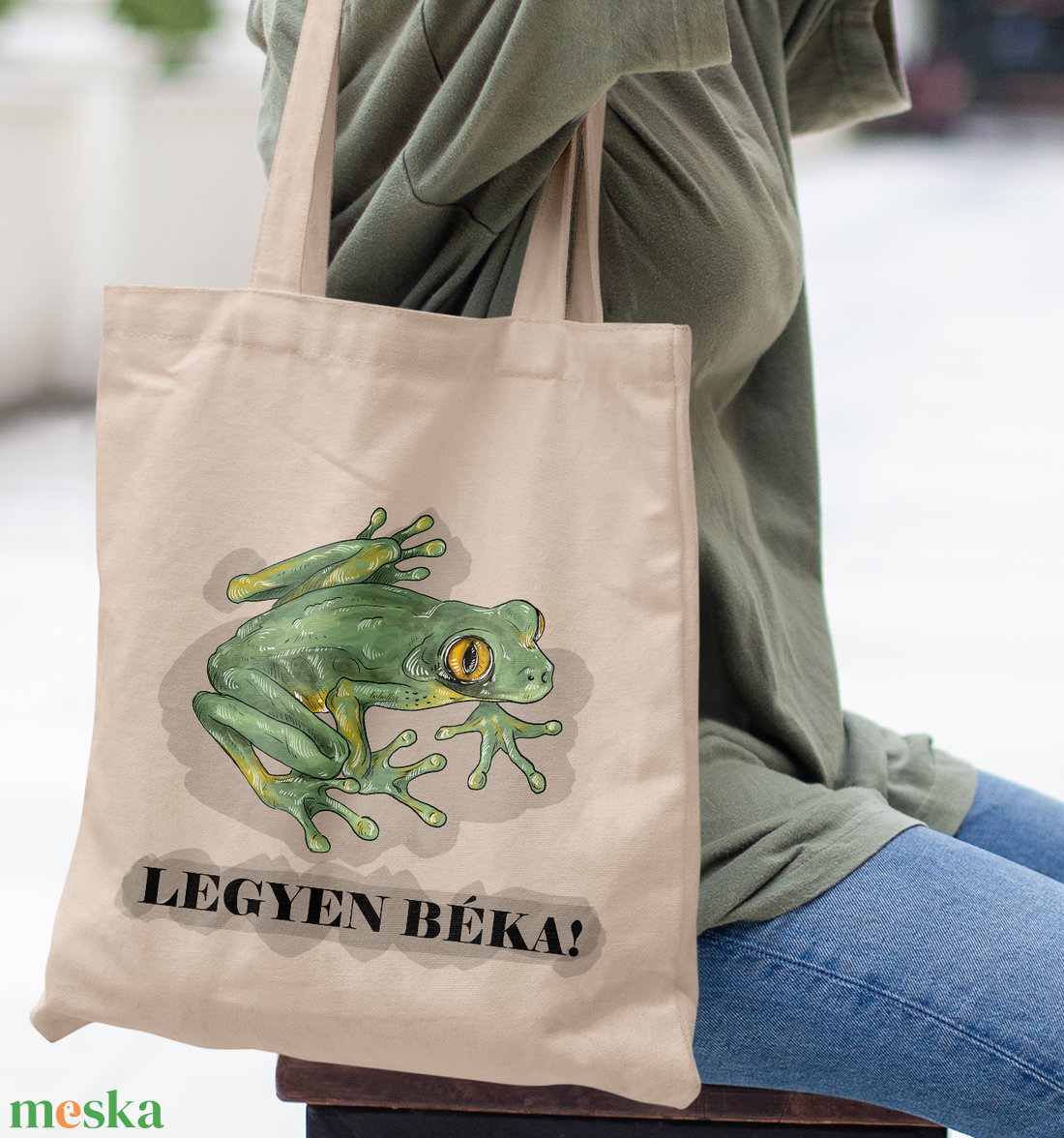 Vászontáska LEGYEN BÉKA! grafikával (pacifista kiadás) - táska & tok - bevásárlás & shopper táska - shopper, textiltáska, szatyor - Meska.hu