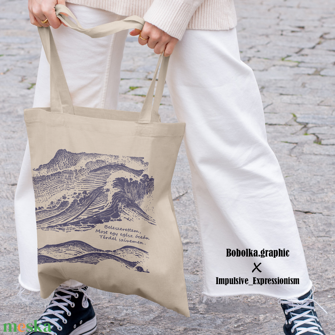 Szirén: Impulsive_expressionism X Bobolka.graphic pamut vászontáska - táska & tok - bevásárlás & shopper táska - shopper, textiltáska, szatyor - Meska.hu