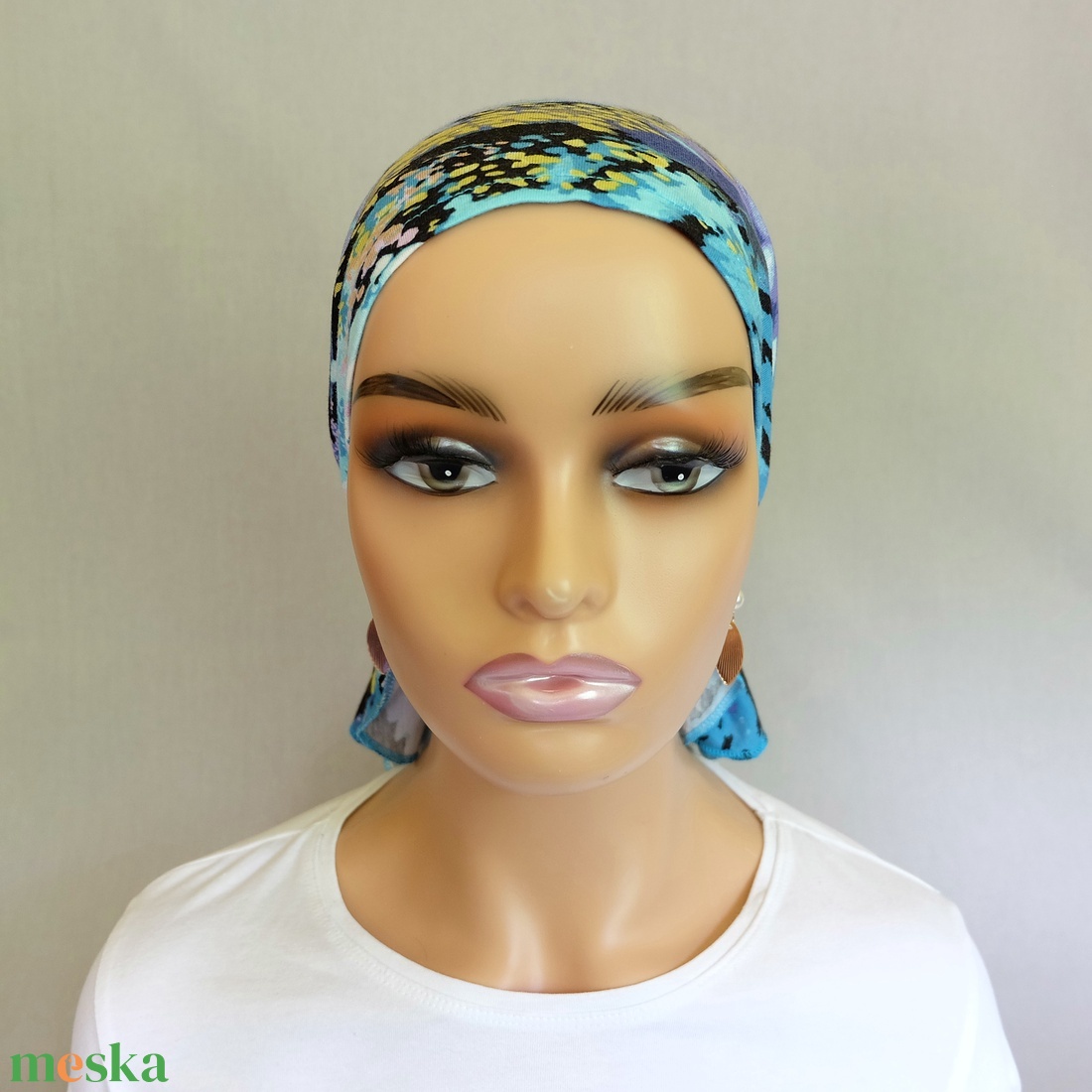 Kemoterápiás kendő - kék mintás fejkedő - paróka helyett - ruha & divat - sál, sapka, kendő - kendő - Meska.hu