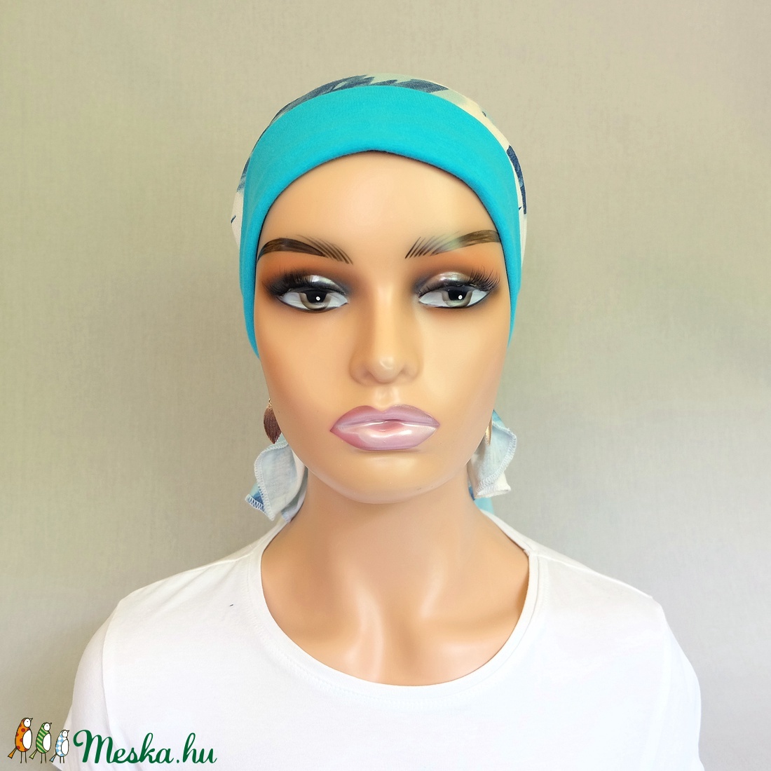 Kemoterápiás kendő - kék mintás és türkiz fejkendő - ruha & divat - sál, sapka, kendő - kendő - Meska.hu
