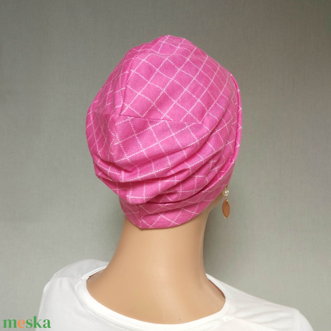 Kemoterápiás sapka - pink mintás - paróka helyett - daganatos kezelések idejére - ruha & divat - sál, sapka, kendő - kendő - Meska.hu