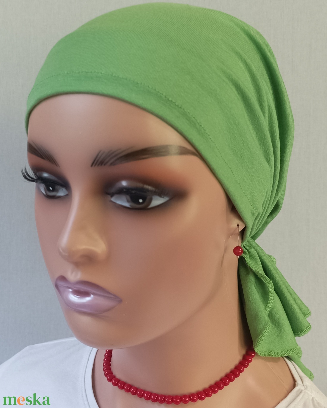 Kendő - Kemoterápiás kendő - fűzöldszínű vékony fejkedő - paróka helyett is - ruha & divat - sál, sapka, kendő - kendő - Meska.hu