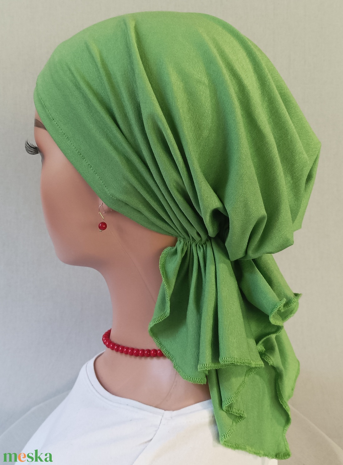 Kendő - Kemoterápiás kendő - fűzöldszínű vékony fejkedő - paróka helyett is - ruha & divat - sál, sapka, kendő - kendő - Meska.hu