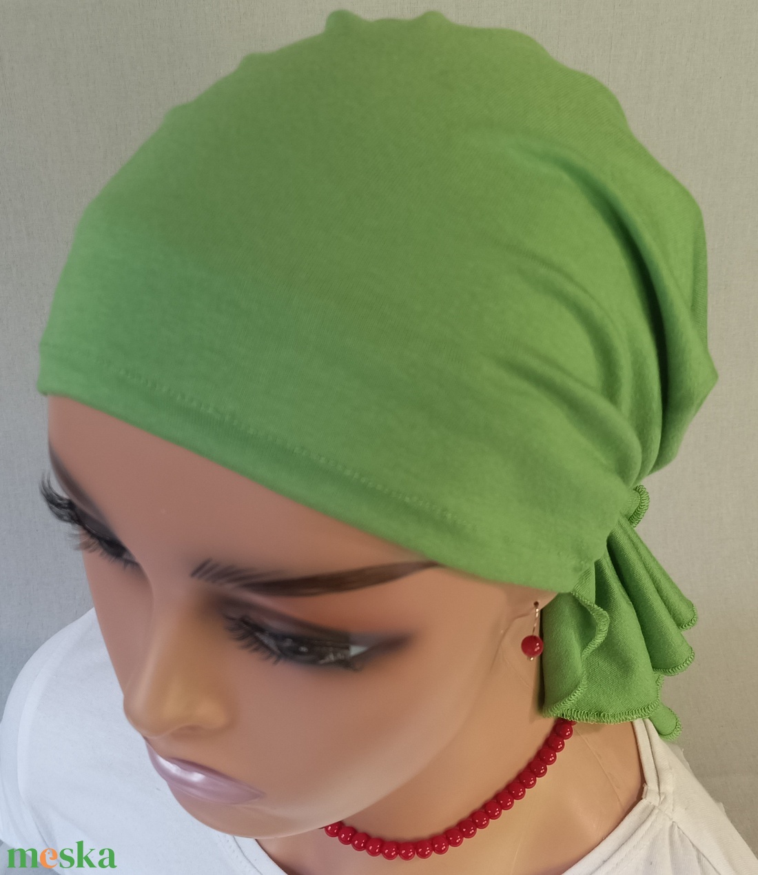 Kendő - Kemoterápiás kendő - fűzöldszínű vékony fejkedő - paróka helyett is - ruha & divat - sál, sapka, kendő - kendő - Meska.hu