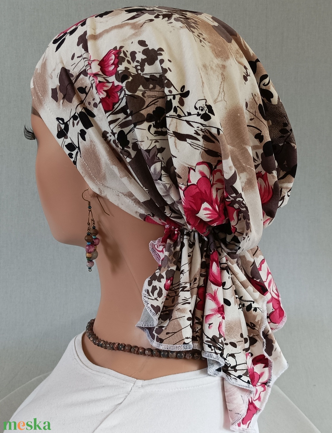 Kendő - Kemoterápiás fejkendő - cirmos dáliavirág mintás pamut kendő - paróka helyett - daganatos kezelések idejére is - ruha & divat - sál, sapka, kendő - kendő - Meska.hu