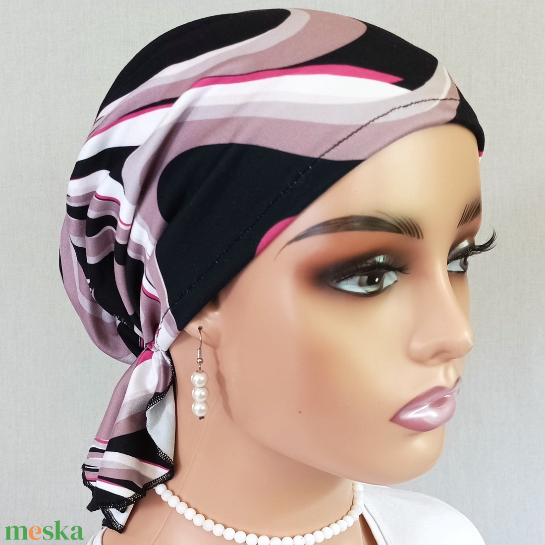 Kendő - Kemoterápiás kendő - vékony, tarka hullamos mintás - paróka helyett - daganatos betegség idején is - ruha & divat - sál, sapka, kendő - kendő - Meska.hu