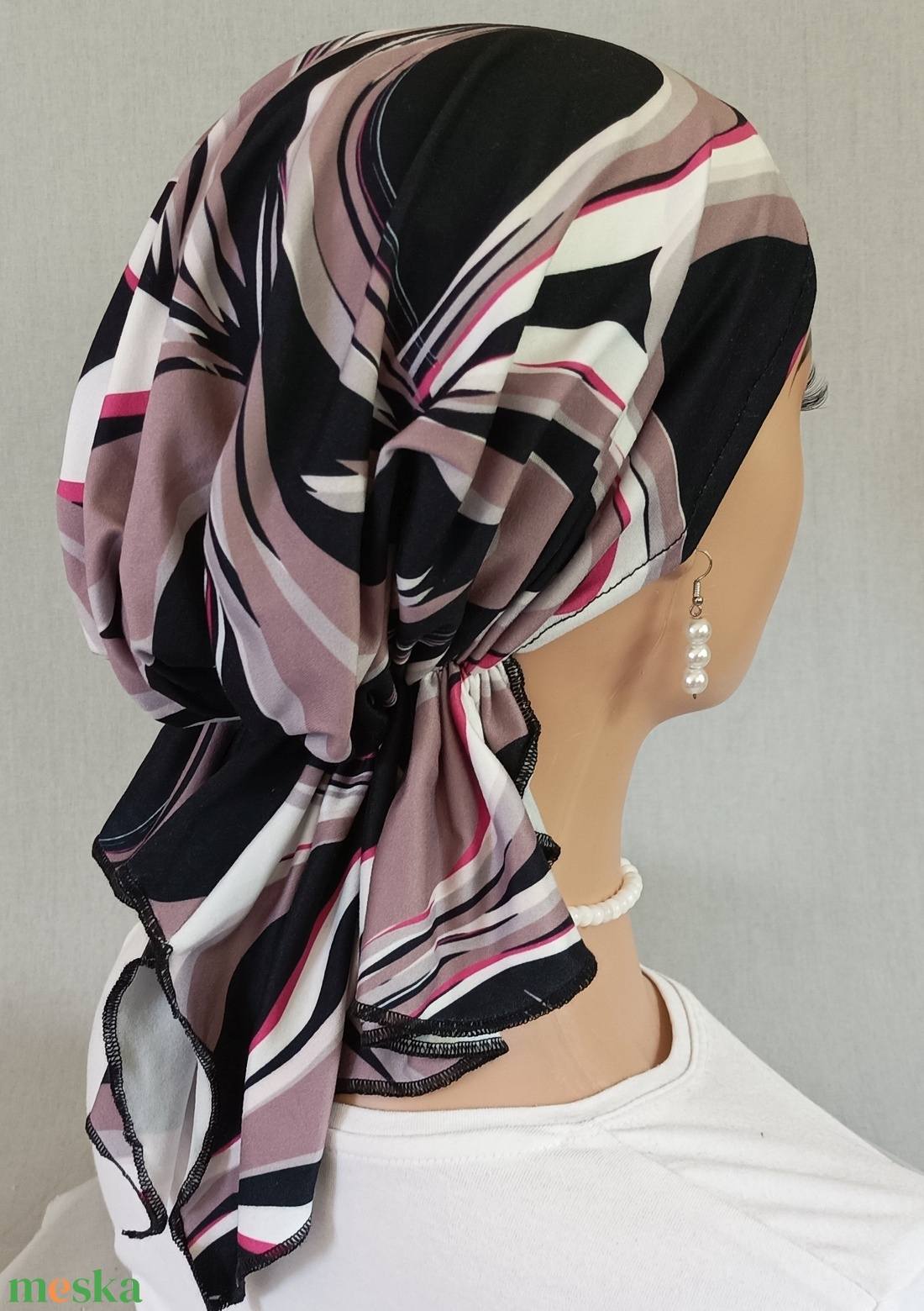 Kendő - Kemoterápiás kendő - vékony, tarka hullamos mintás - paróka helyett - daganatos betegség idején is - ruha & divat - sál, sapka, kendő - kendő - Meska.hu