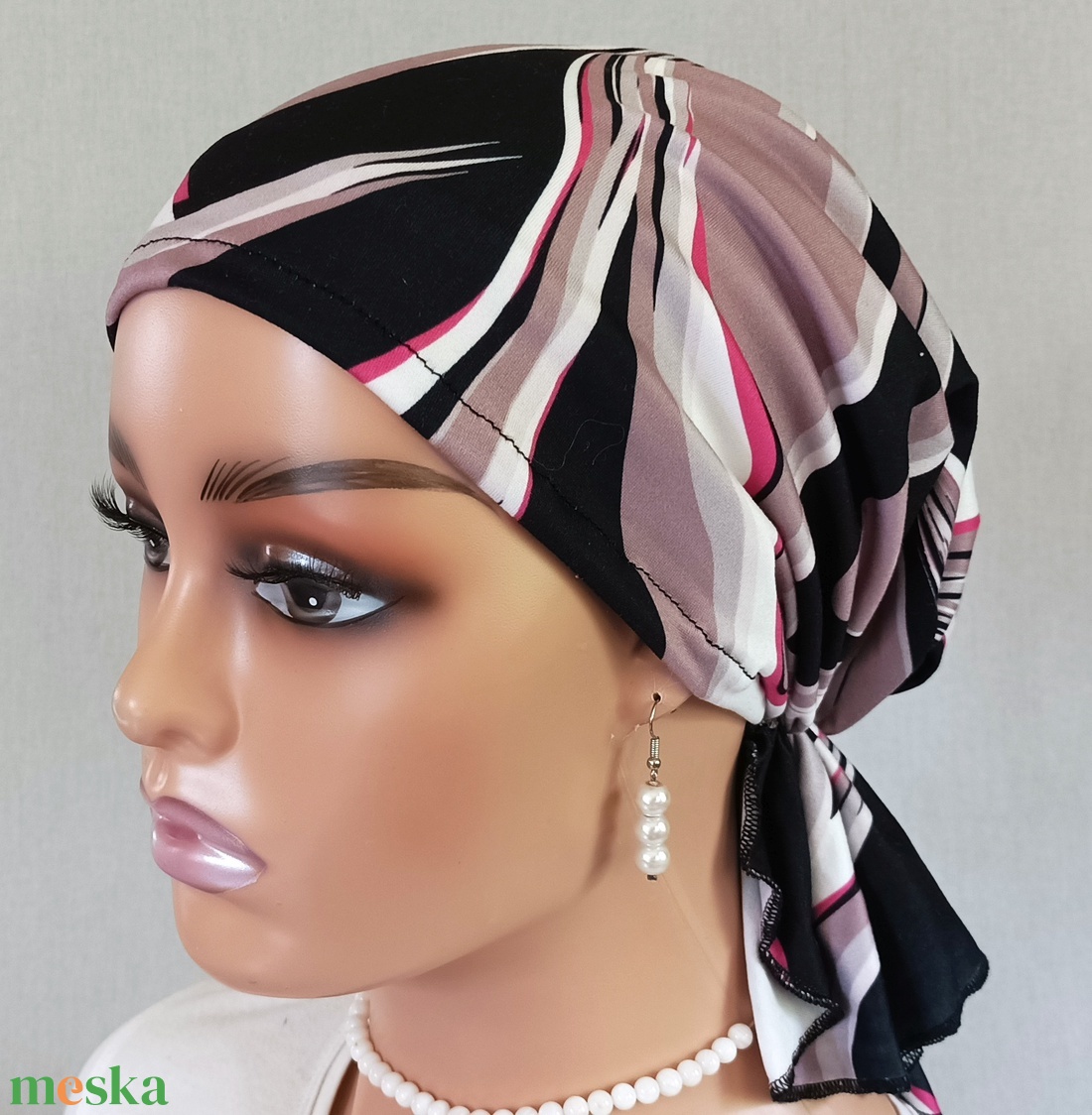 Kendő - Kemoterápiás kendő - vékony, tarka hullamos mintás - paróka helyett - daganatos betegség idején is - ruha & divat - sál, sapka, kendő - kendő - Meska.hu