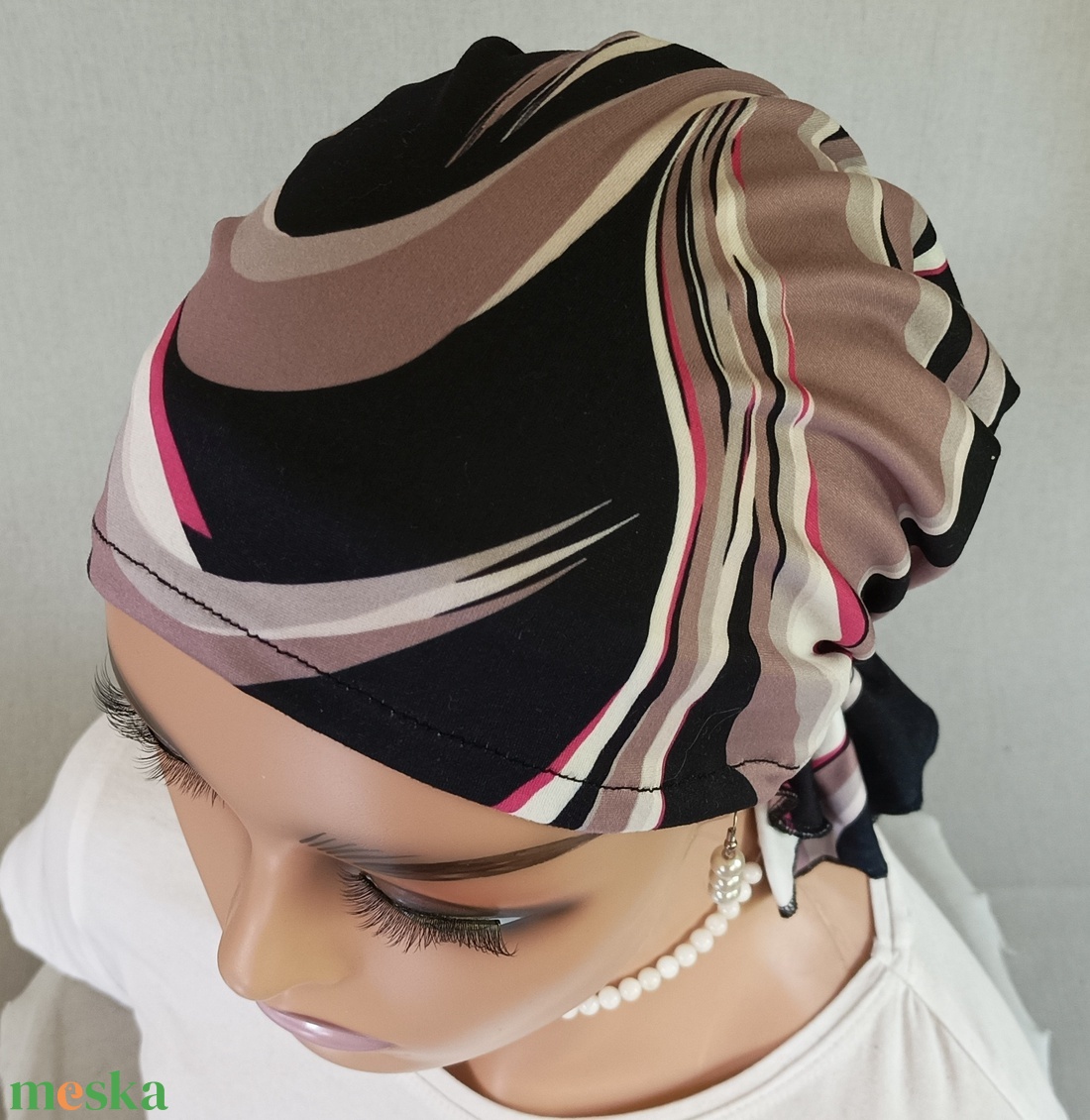 Kendő - Kemoterápiás kendő - vékony, tarka hullamos mintás - paróka helyett - daganatos betegség idején is - ruha & divat - sál, sapka, kendő - kendő - Meska.hu