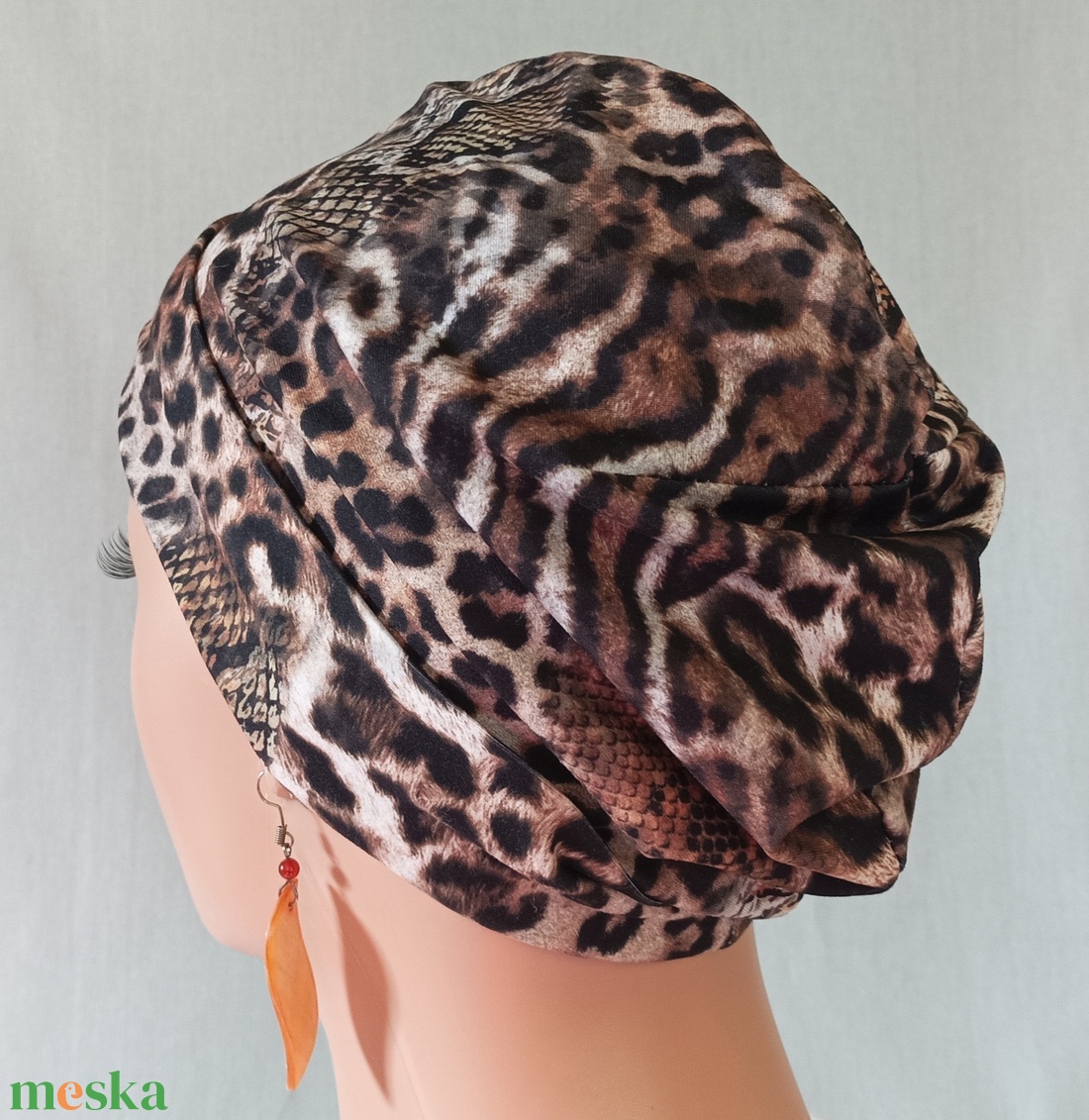 Sapka - Kemoterápiás sapka - kígyóbőr mintás - daganatos kezelések idejére is - ruha & divat - sál, sapka, kendő - kendő - Meska.hu