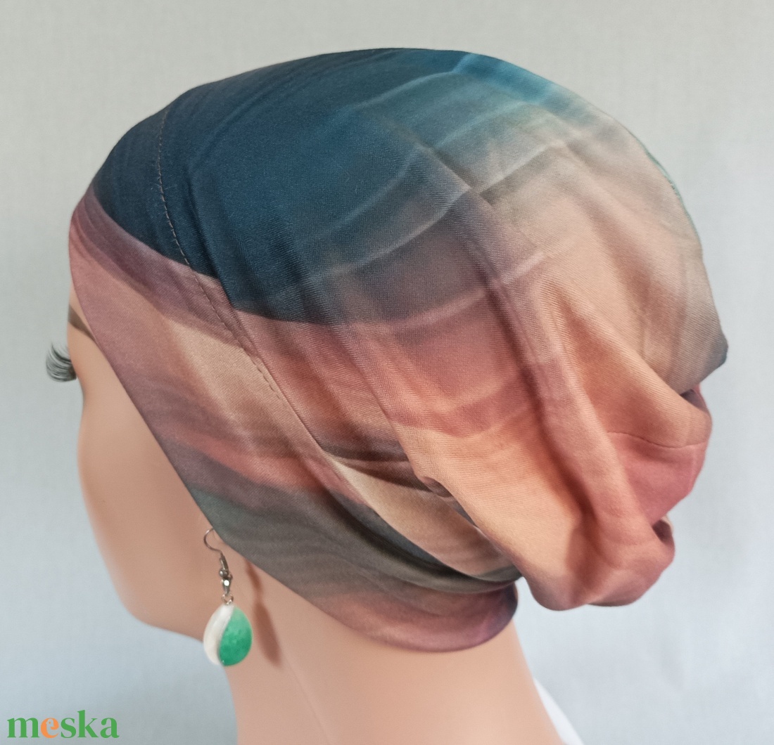 Sapka - Kemoterápiás sapka -, sötétzöld-bézs mintás -, daganatos kezelések idejére is - ruha & divat - sál, sapka, kendő - kendő - Meska.hu