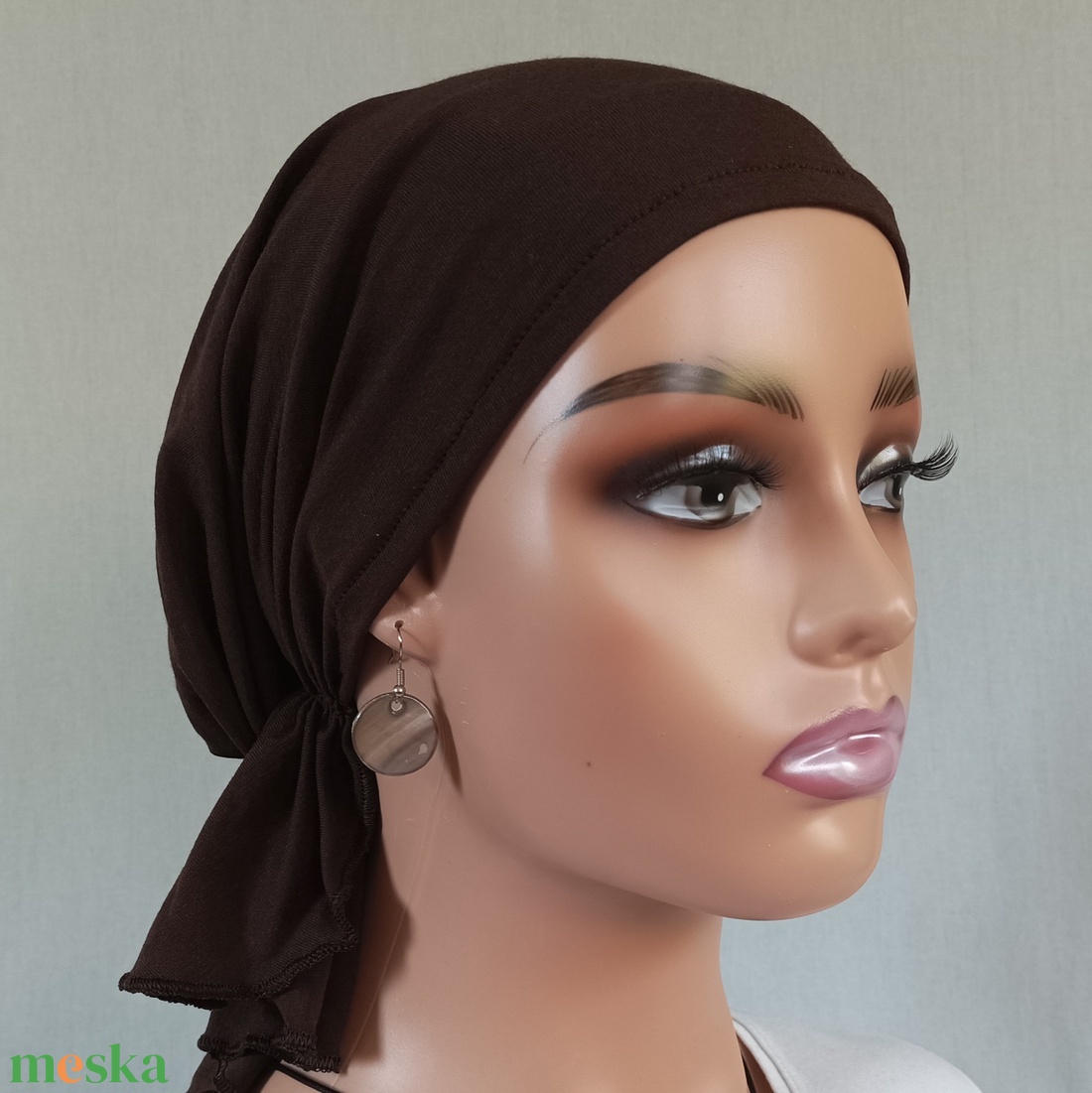 Kendő - Kemoterápiás fejkendő -, sötétbarna - paróka helyett -, daganatos betegség idejére is - ruha & divat - sál, sapka, kendő - kendő - Meska.hu