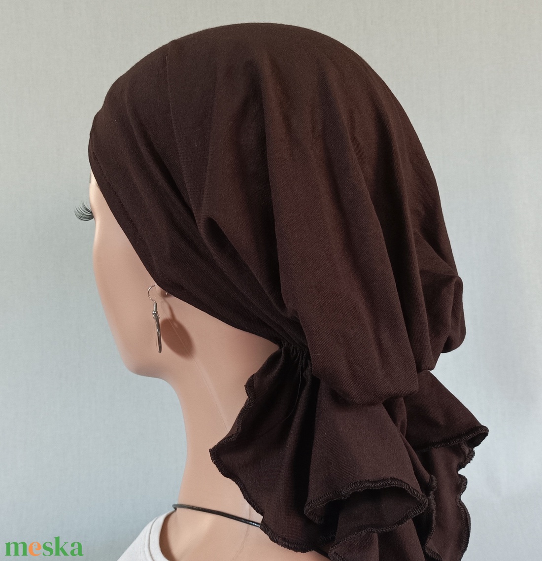 Kendő - Kemoterápiás fejkendő -, sötétbarna - paróka helyett -, daganatos betegség idejére is - ruha & divat - sál, sapka, kendő - kendő - Meska.hu