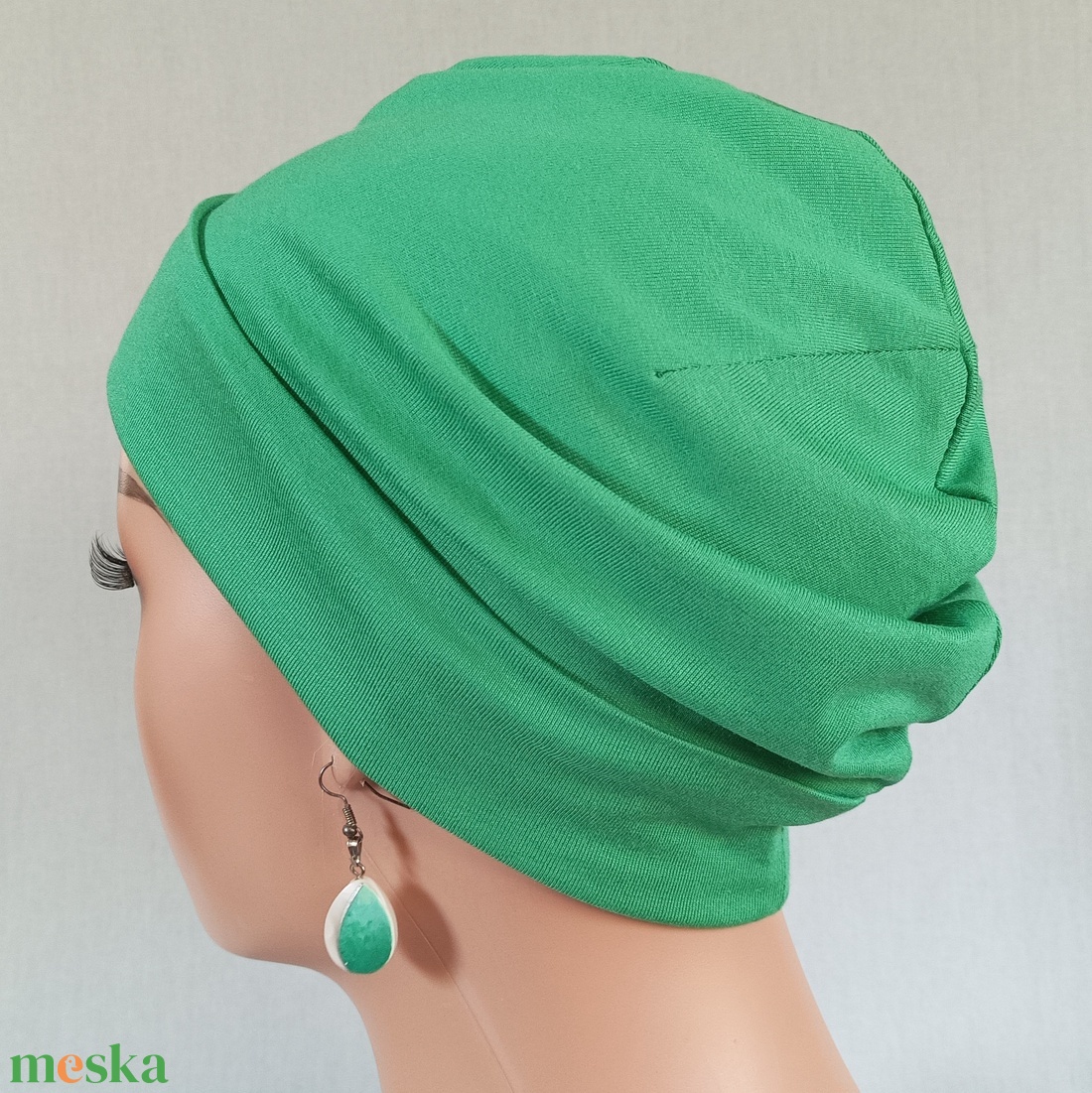 Sapka - Kemoterápiás sapka - fűzöld színű - daganatos kezelések idejére is - ruha & divat - sál, sapka, kendő - kendő - Meska.hu