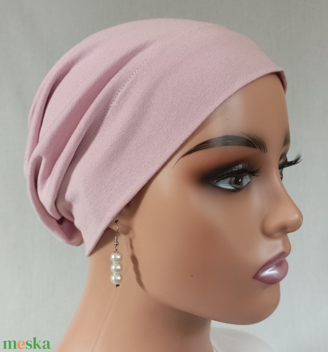 Sapka - Kemoterápiás sapka -púderrózsaszín - paróka helyett - daganatos kezelések idejére is - ruha & divat - sál, sapka, kendő - kendő - Meska.hu