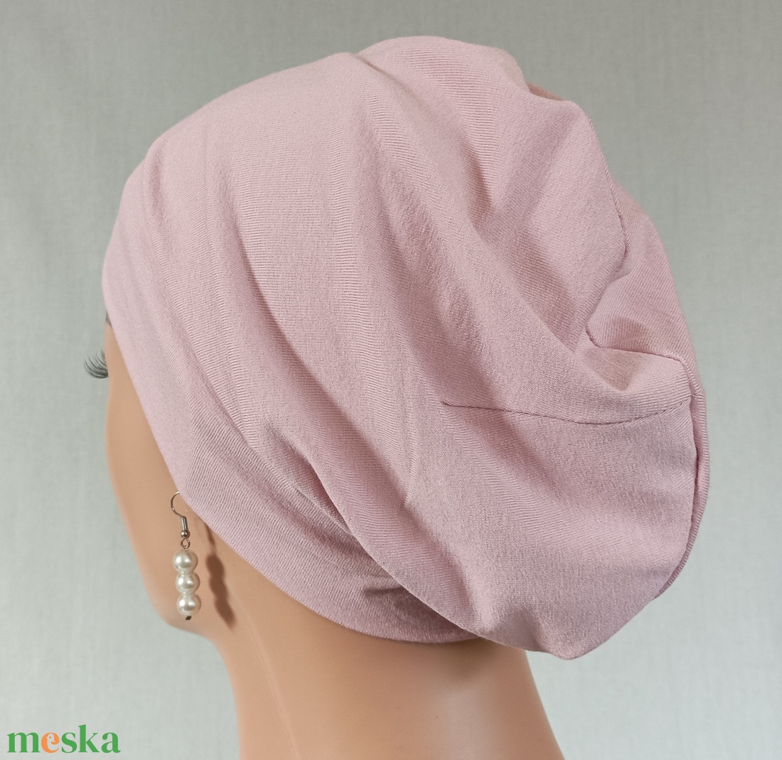 Sapka - Kemoterápiás sapka -púderrózsaszín - paróka helyett - daganatos kezelések idejére is - ruha & divat - sál, sapka, kendő - kendő - Meska.hu