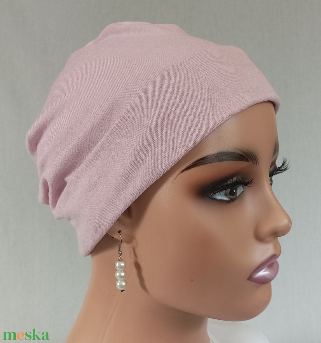 Sapka - Kemoterápiás sapka -púderrózsaszín - paróka helyett - daganatos kezelések idejére is - ruha & divat - sál, sapka, kendő - kendő - Meska.hu