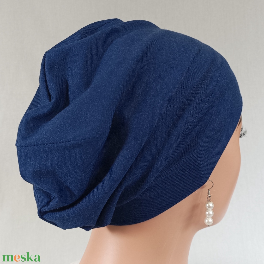 Sapka - Kemoterápiás sapka - sötétkék - paróka helyett - daganatos kezelések idejére is - ruha & divat - sál, sapka, kendő - kendő - Meska.hu