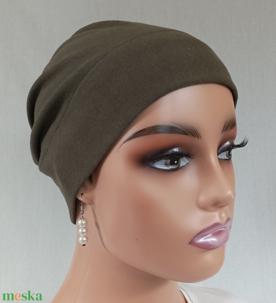 Sapka - Kemoterápiás sapka - olívazöld színű - daganatos kezelések idejére is - ruha & divat - sál, sapka, kendő - kendő - Meska.hu