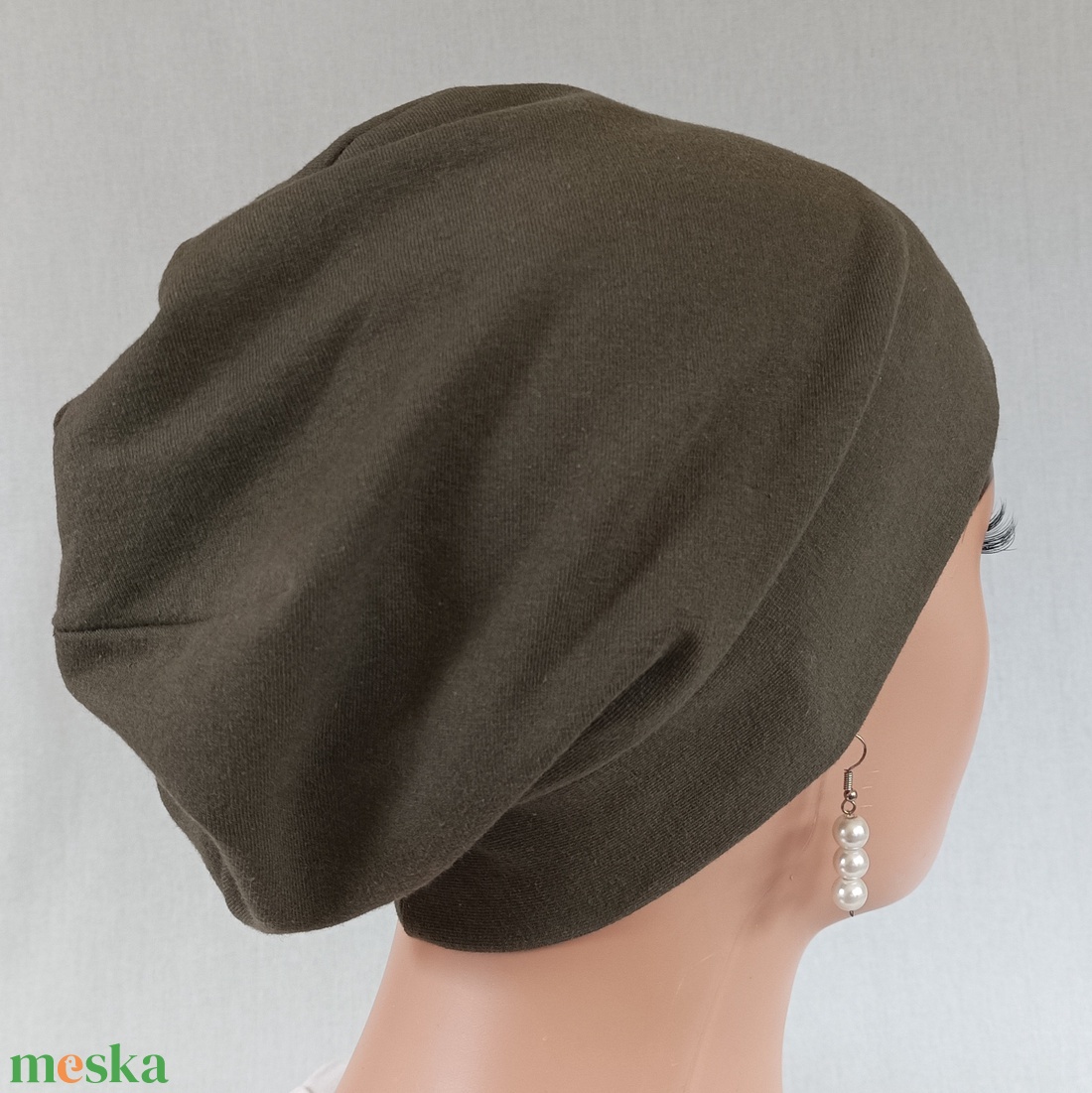 Sapka - Kemoterápiás sapka - olívazöld színű - daganatos kezelések idejére is - ruha & divat - sál, sapka, kendő - kendő - Meska.hu