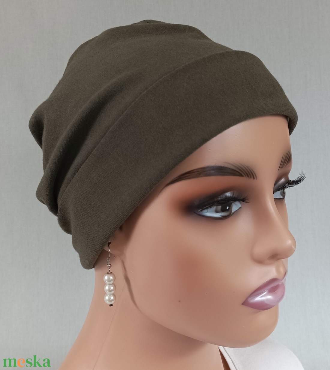 Sapka - Kemoterápiás sapka - olívazöld színű - daganatos kezelések idejére is - ruha & divat - sál, sapka, kendő - kendő - Meska.hu