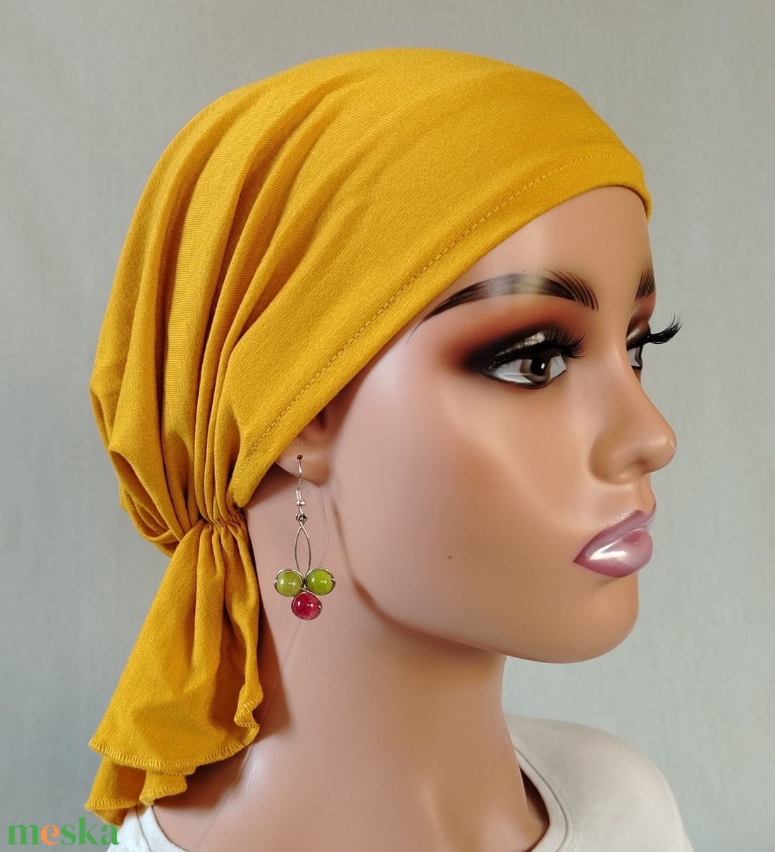 Kendő - kemoterápiás kendő -aranysárga pamut fejkendő - paróka helyett daganatos betegeknek is - ruha & divat - sál, sapka, kendő - kendő - Meska.hu