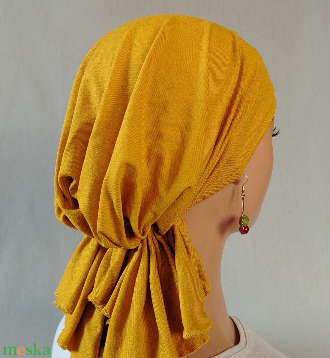 Kendő - kemoterápiás kendő -aranysárga pamut fejkendő - paróka helyett daganatos betegeknek is - ruha & divat - sál, sapka, kendő - kendő - Meska.hu