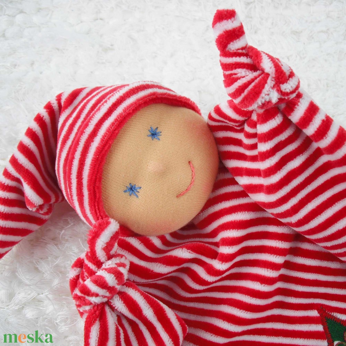Rongyibaba Karácsonyra fenyőfa applikációval a közepén - baba - mama - baba játékok - szundikendő, alvóka - Meska.hu