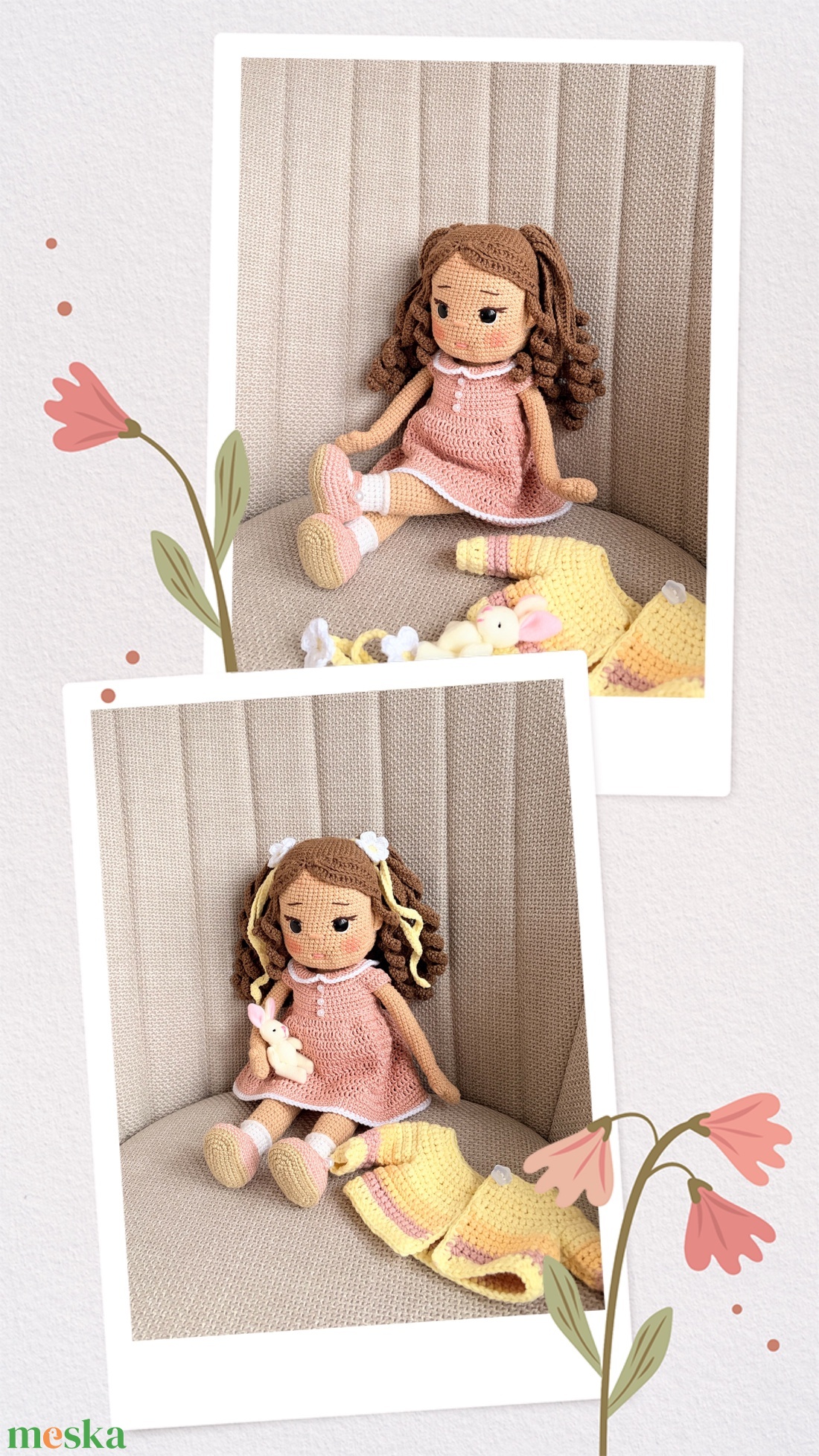 Amigurumi Ella baba - játék & sport - baba & babaház - öltöztethető baba - Meska.hu