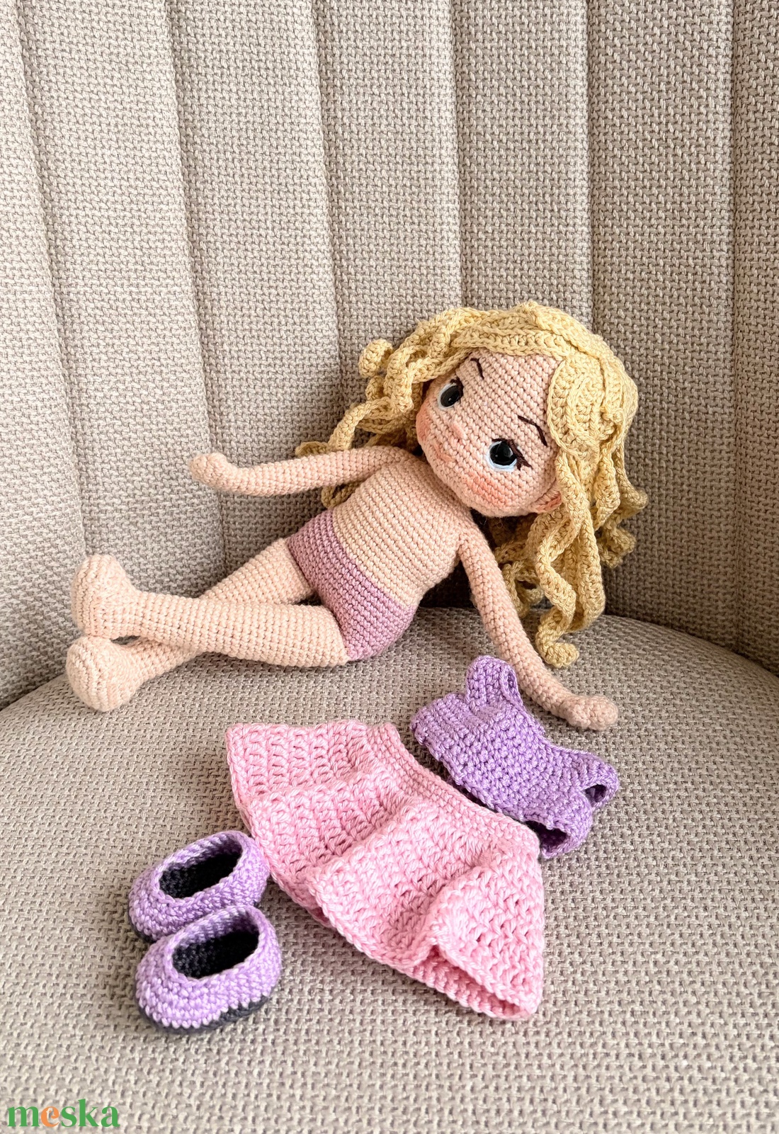 Amigurumi Bíborka baba - játék & sport - baba & babaház - öltöztethető baba - Meska.hu