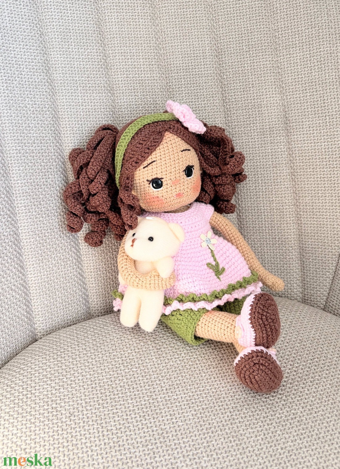 Amigurumi Dóra baba - játék & sport - baba & babaház - öltöztethető baba - Meska.hu