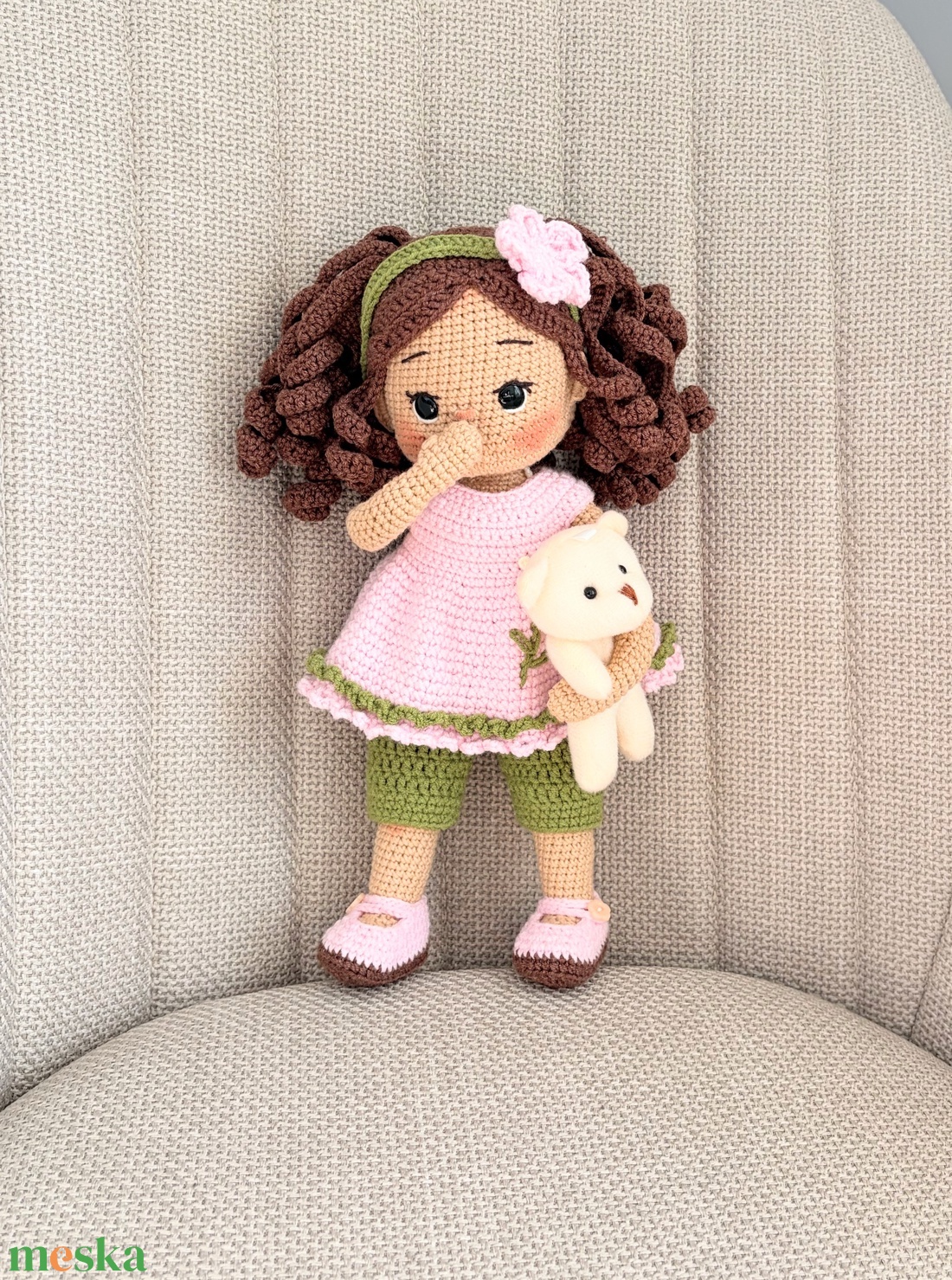Amigurumi Dóra baba - játék & sport - baba & babaház - öltöztethető baba - Meska.hu