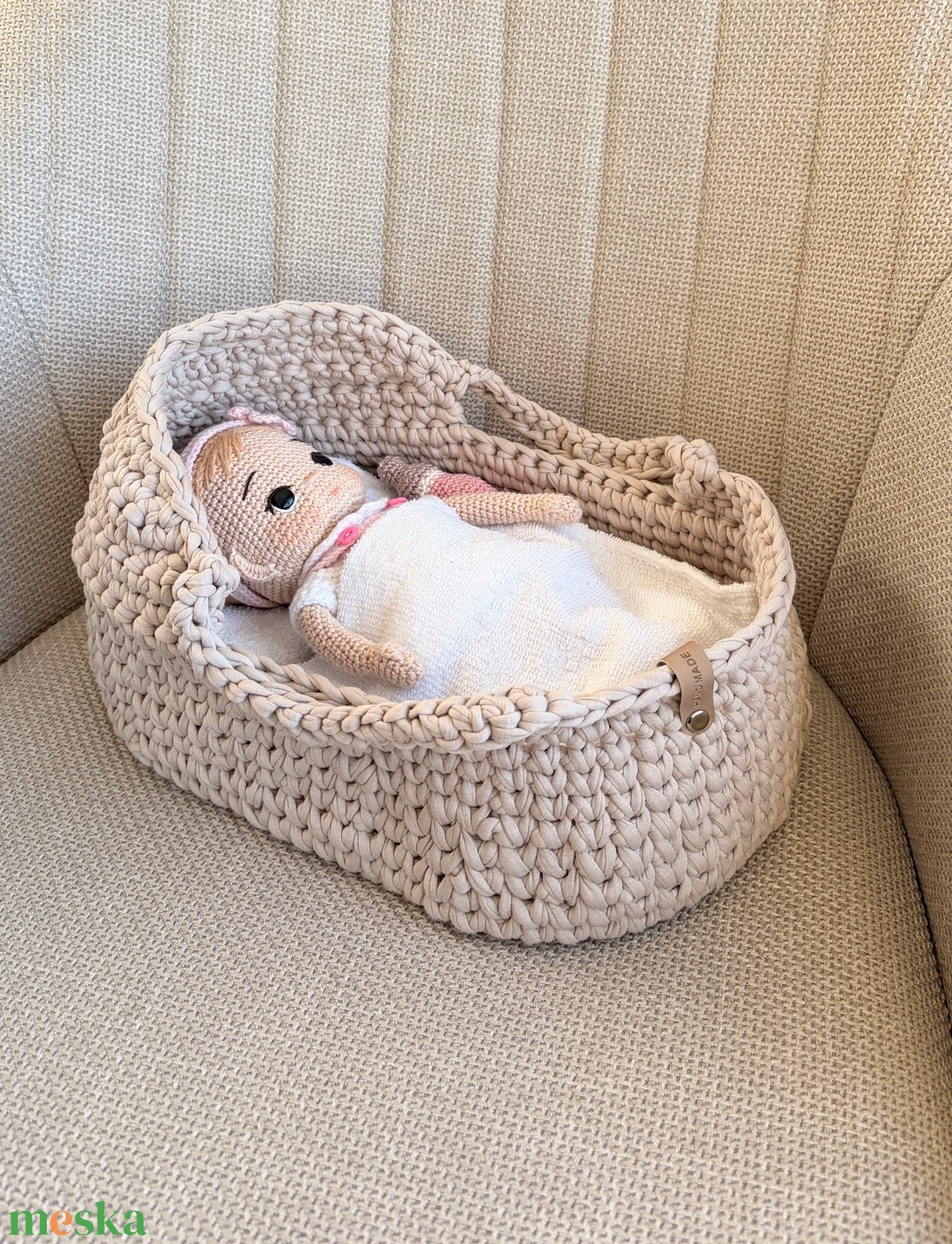 Horgolt mózeskosár - baba - mama - baba ágynemű - babafészek - Meska.hu