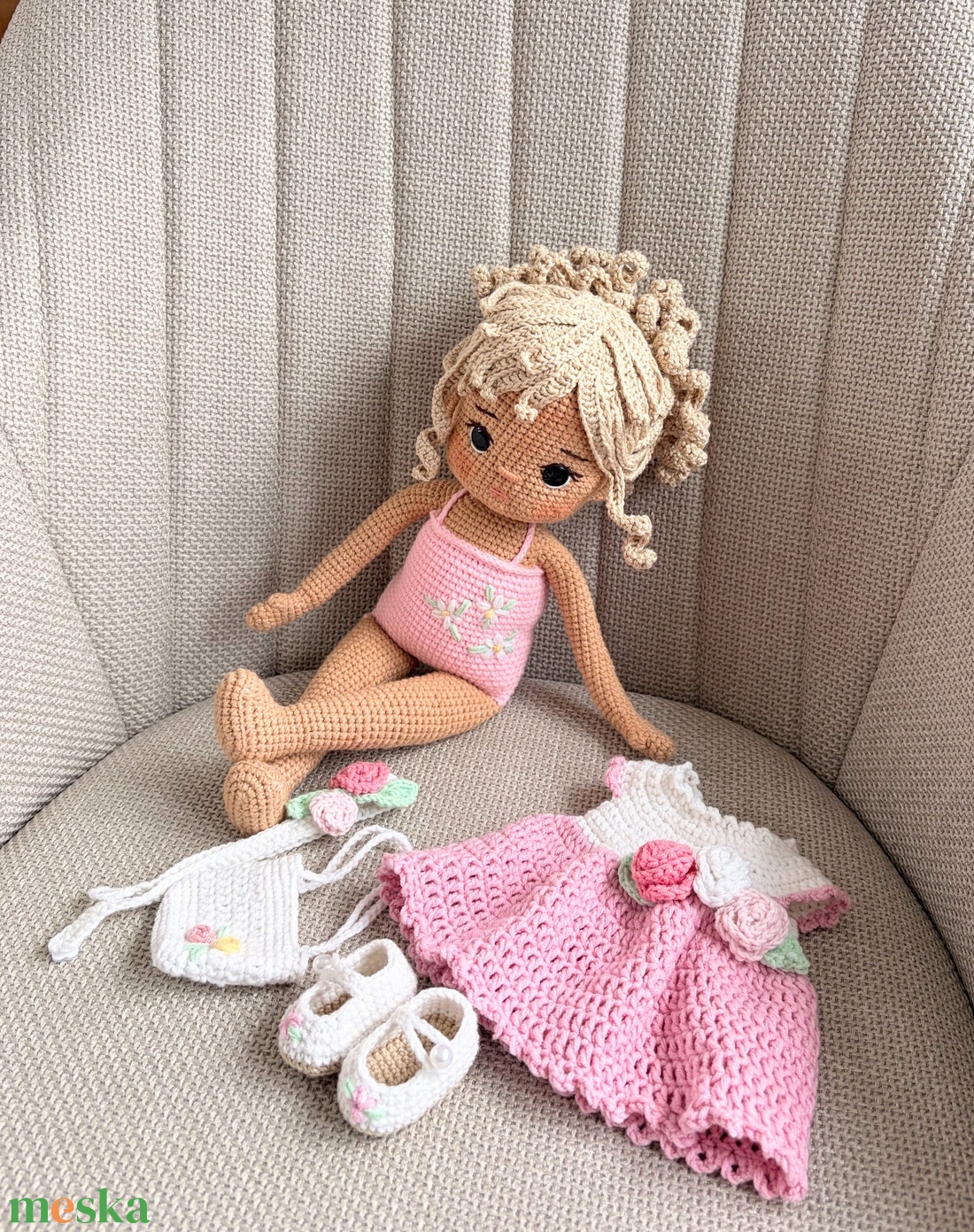 Amigurumi Leni baba - játék & sport - baba & babaház - öltöztethető baba - Meska.hu