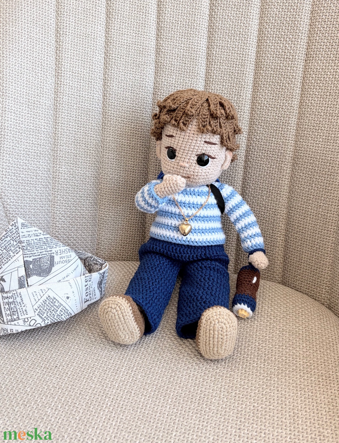 Amigurumi Pillanat Kapitány - játék & sport - baba & babaház - öltöztethető baba - Meska.hu