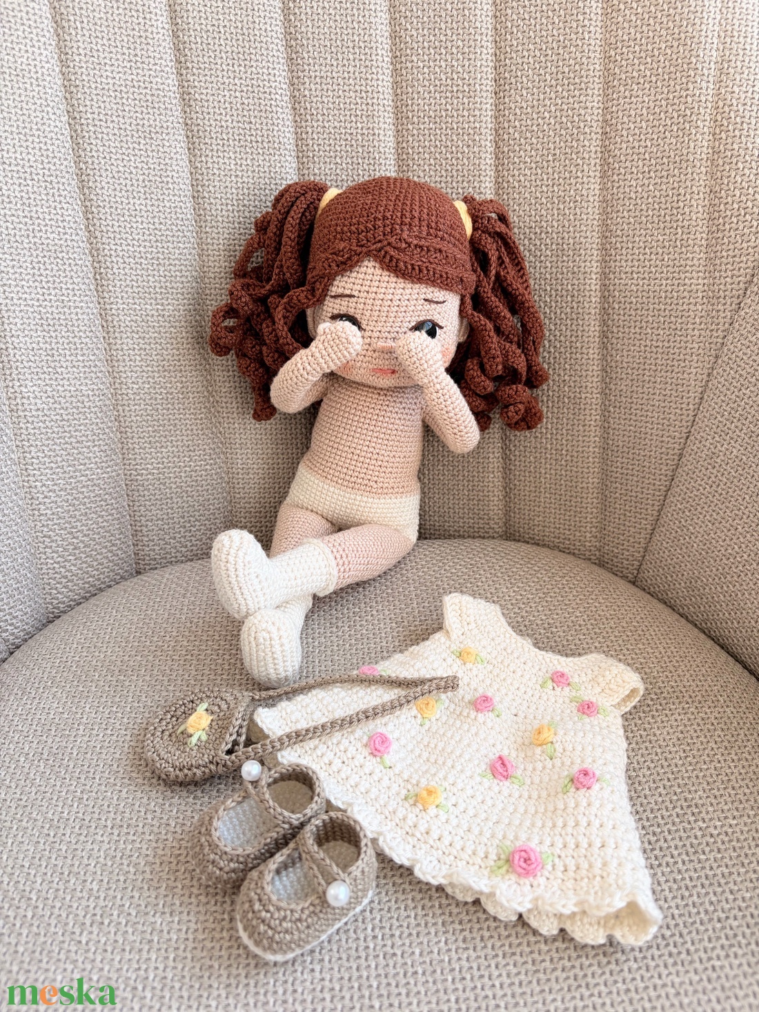 Amigurumi Rozi baba - játék & sport - baba & babaház - öltöztethető baba - Meska.hu