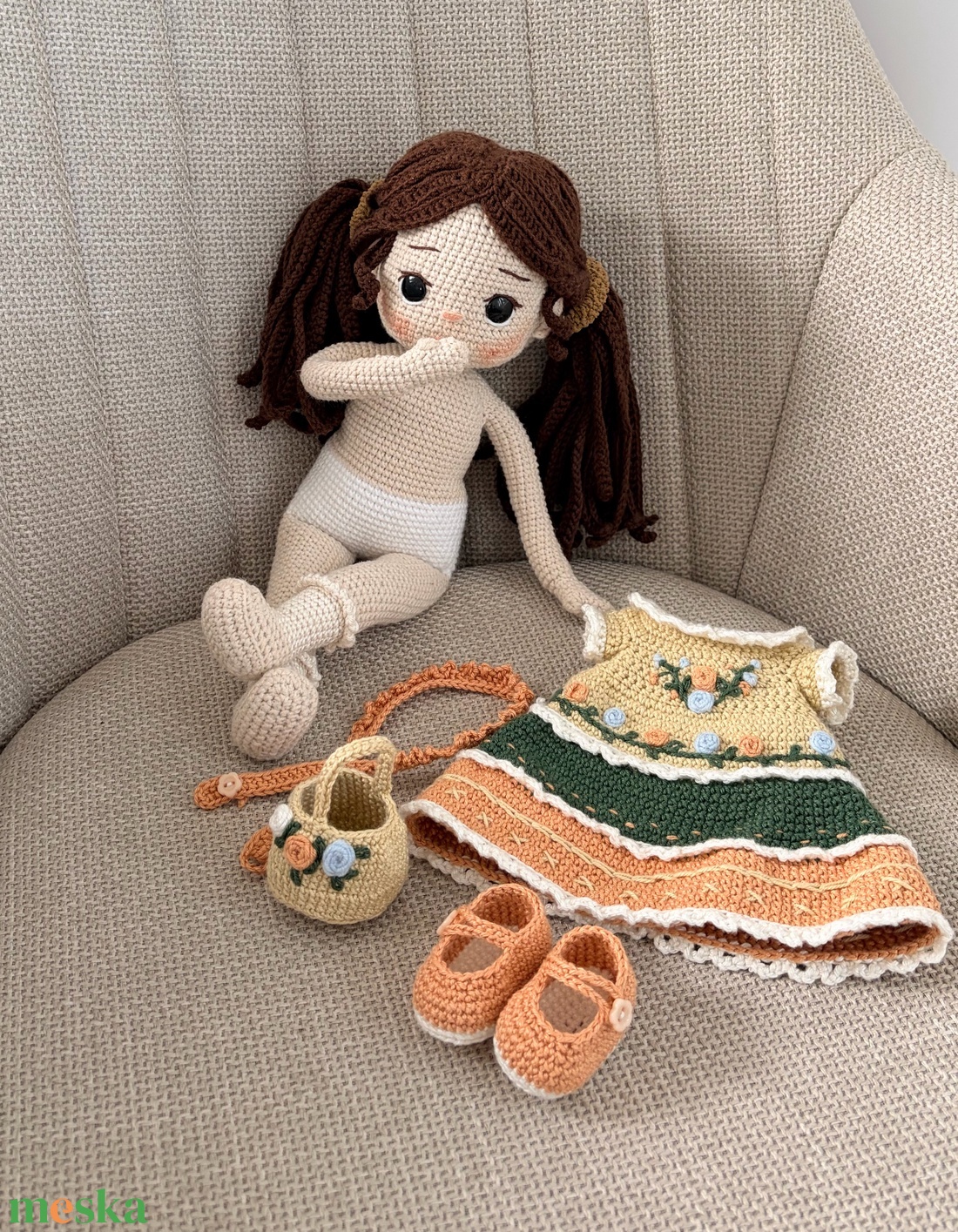 Amigurumi Lenka baba - játék & sport - baba & babaház - öltöztethető baba - Meska.hu