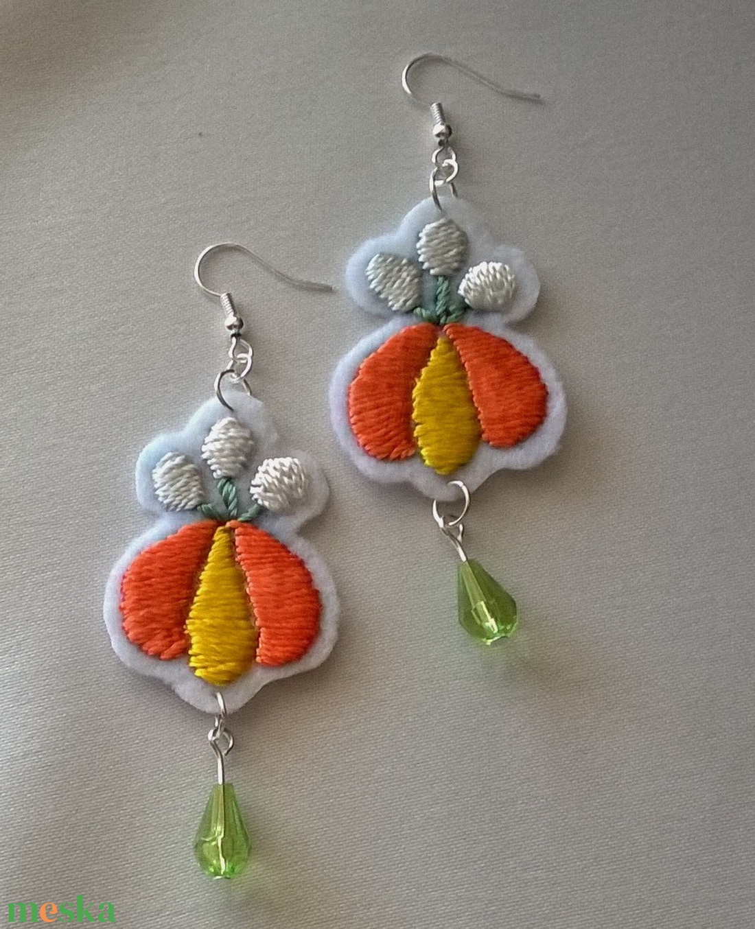 Matyó virágocska - ékszer - fülbevaló - lógó fülbevaló - Meska.hu