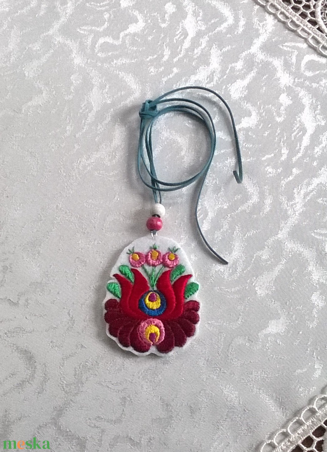 Matyó tulipán /nyaklánc/ - ékszer - nyaklánc - medálos nyaklánc - Meska.hu