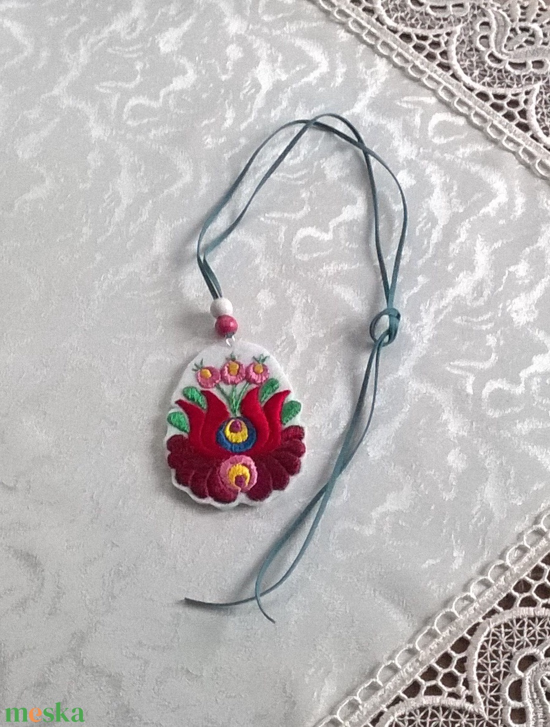 Matyó tulipán /nyaklánc/ - ékszer - nyaklánc - medálos nyaklánc - Meska.hu