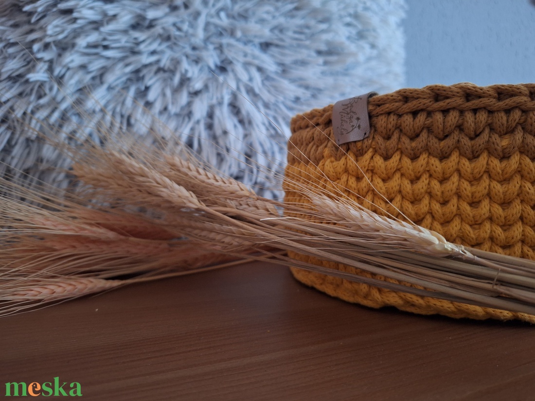 Horgolt kosár - otthon & életmód - tárolás & rendszerezés - tárolókosár - Meska.hu