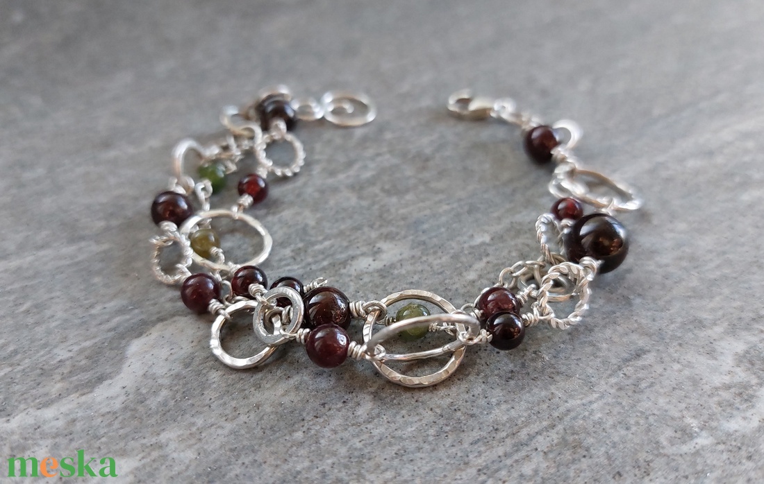 Őszi bogyók - ezüst karkötő ásványokkal - ékszer - karkötő - bogyós karkötő - Meska.hu