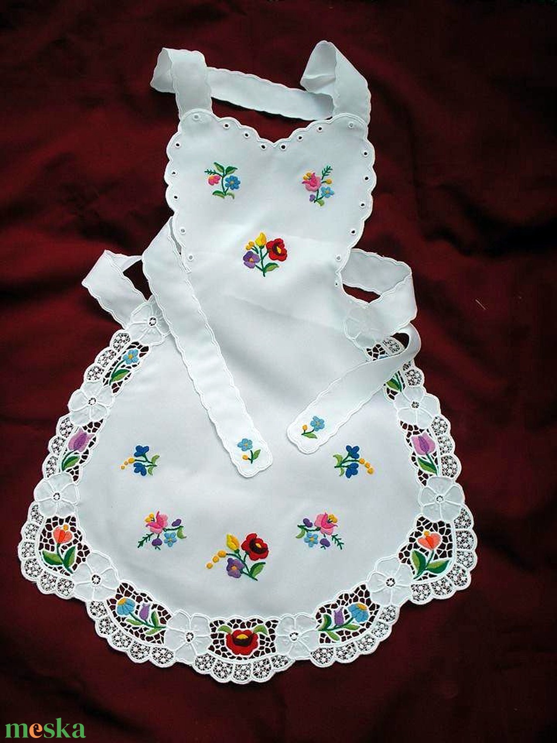 kalocsai  melles  kötény - otthon & életmód - konyhafelszerelés, tálalás - konyhai textil - kötény - Meska.hu